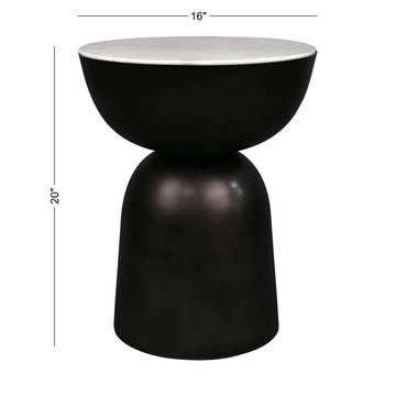 Atarah 16" Contemporary Natural Marble/Metal Handmade Hourglass End Table - JONATHAN Y